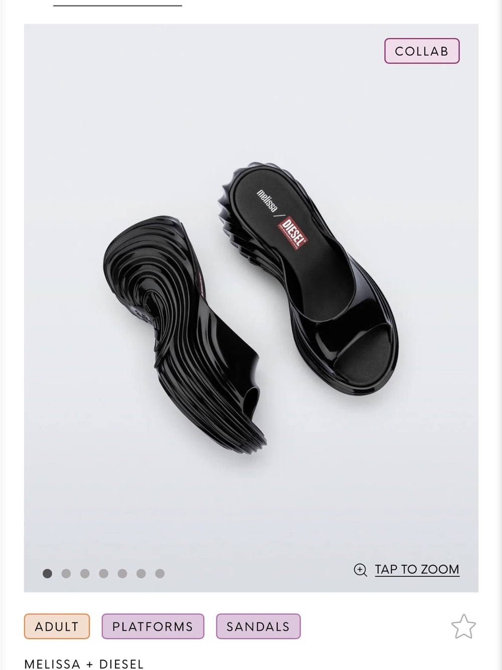 Diesel Black Sculptural Platform Sandals